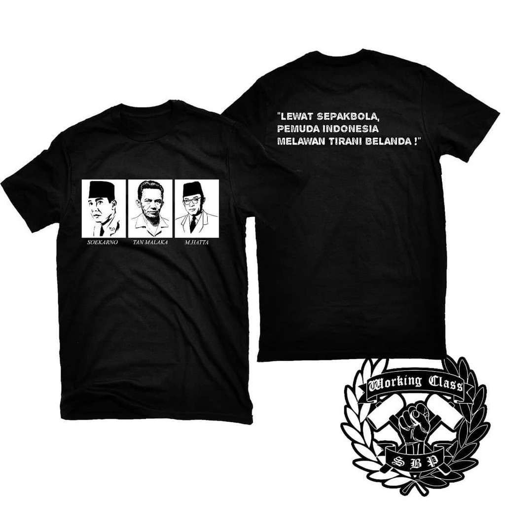 Kaos T Shirt Pria Soekarno Tan Malaka Hatta Indonesia Acab Ultras Casual Hooligan Mdern Football