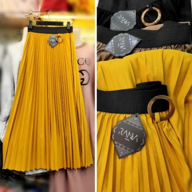 ROK PLISKET BAWAH LEBAR PINGGANG KARET RANIA kal