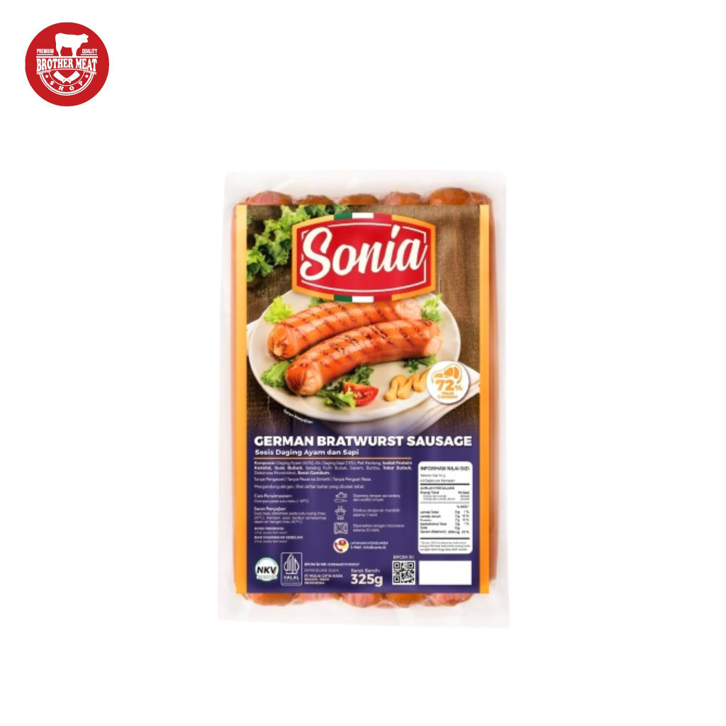 

Sonia German Bratwurst Sausage 325gr, Brothermeatshop