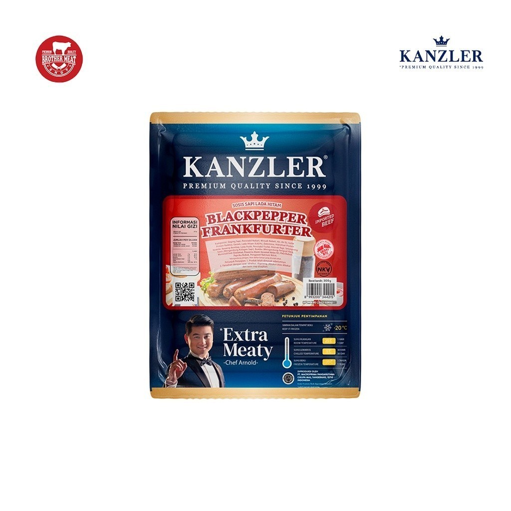 

Kanzler Sosis Beef Blackpepper Frankfurter 300gr, Halal