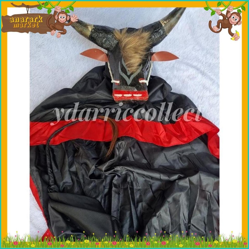 Bantengan Tanduk Asli Free Kain Kemul Panjang Banteng Kayu (Lagi Rame)