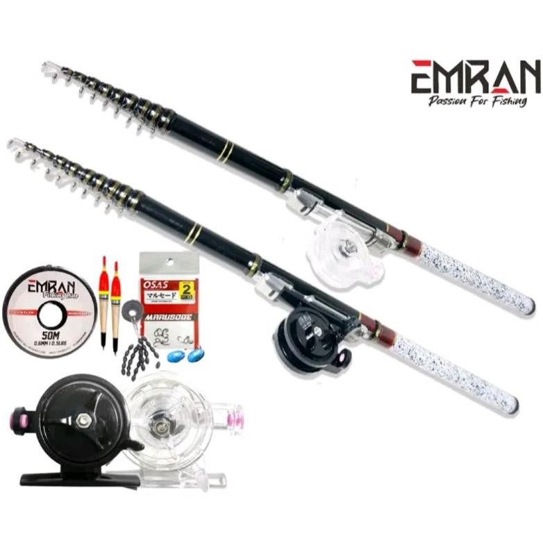COD Sepaket Joran Tegek Set Kolong EMRAN/ORCA TJL Ruas Pendek Bahan Fiber Kuat Ringan dan Reel Tokos