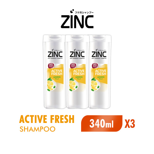 Zinc Shampoo Active Fresh Botol 340 ml x3