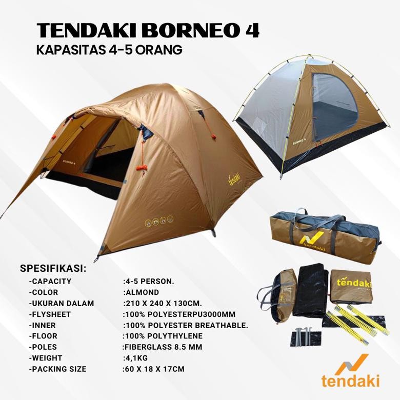 BNH TENDAKI tenda dome camping termurah Borneo 4 NSM 4 Java 4 Light Moluccas 4 Pro Double Layer TERL
