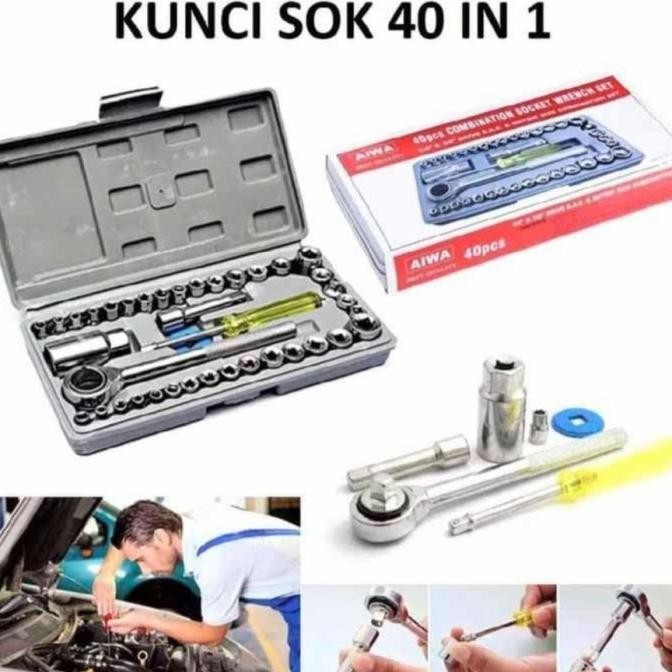 DISKON KUNCI SOK SET AIWA 40 PCS COMBINATION SOCKET WRENCH Mirip TEKIRO VPR