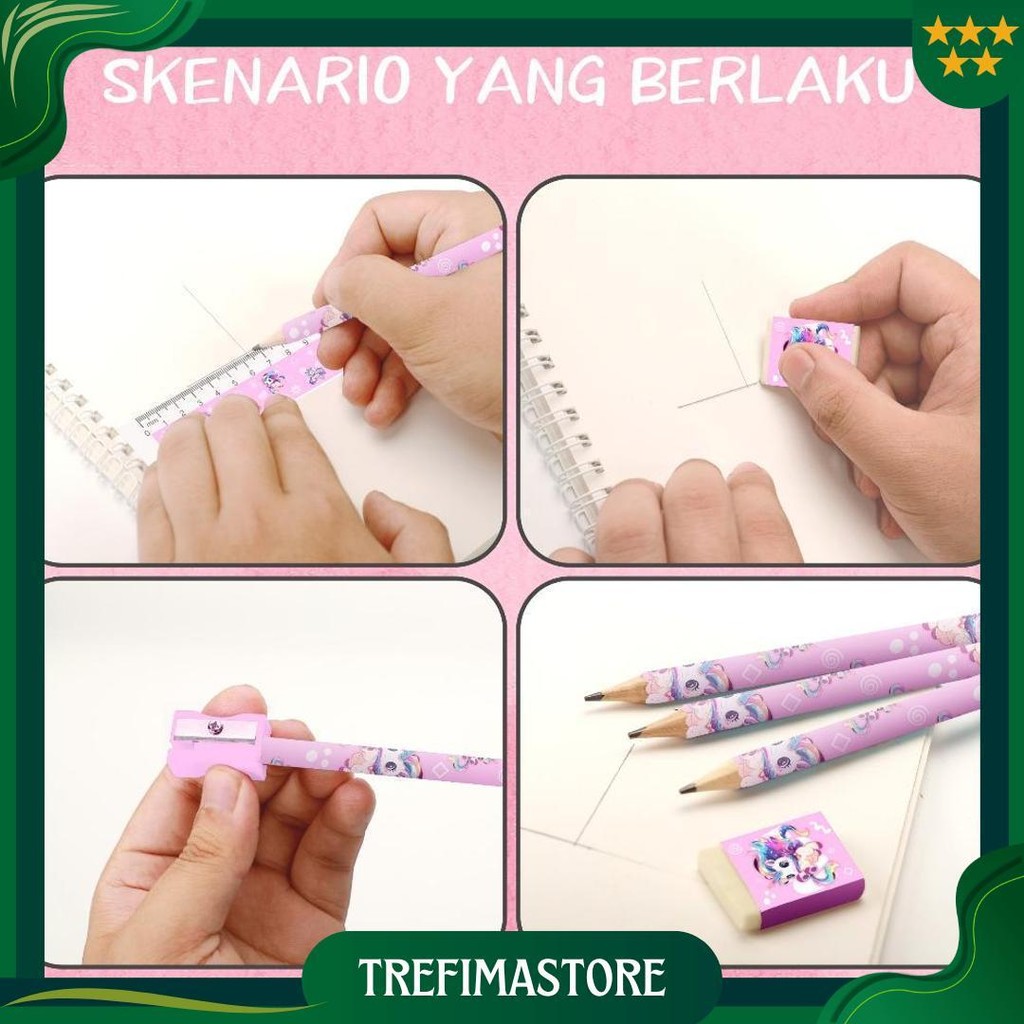 

Aimilo Stationery Set 5 In 1 Alat Tulis Anak Sekolah Penghapus Penggaris Pensil Serutan Karakter Lucu Promo 4.4