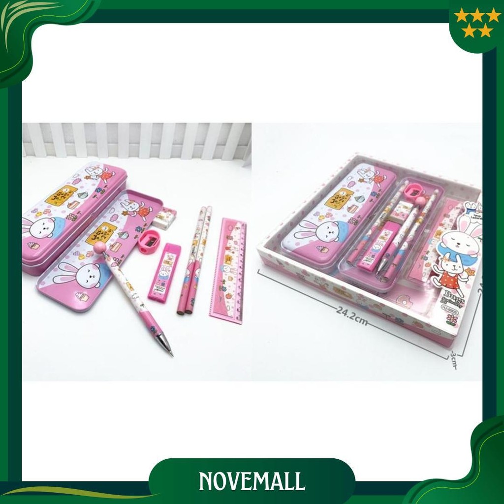 

2010 Stationary Set Kotak Pensil Anak Set 7 In 1 Stationery Alat Tulis Kotak Pensil Karakter Promo Puncak