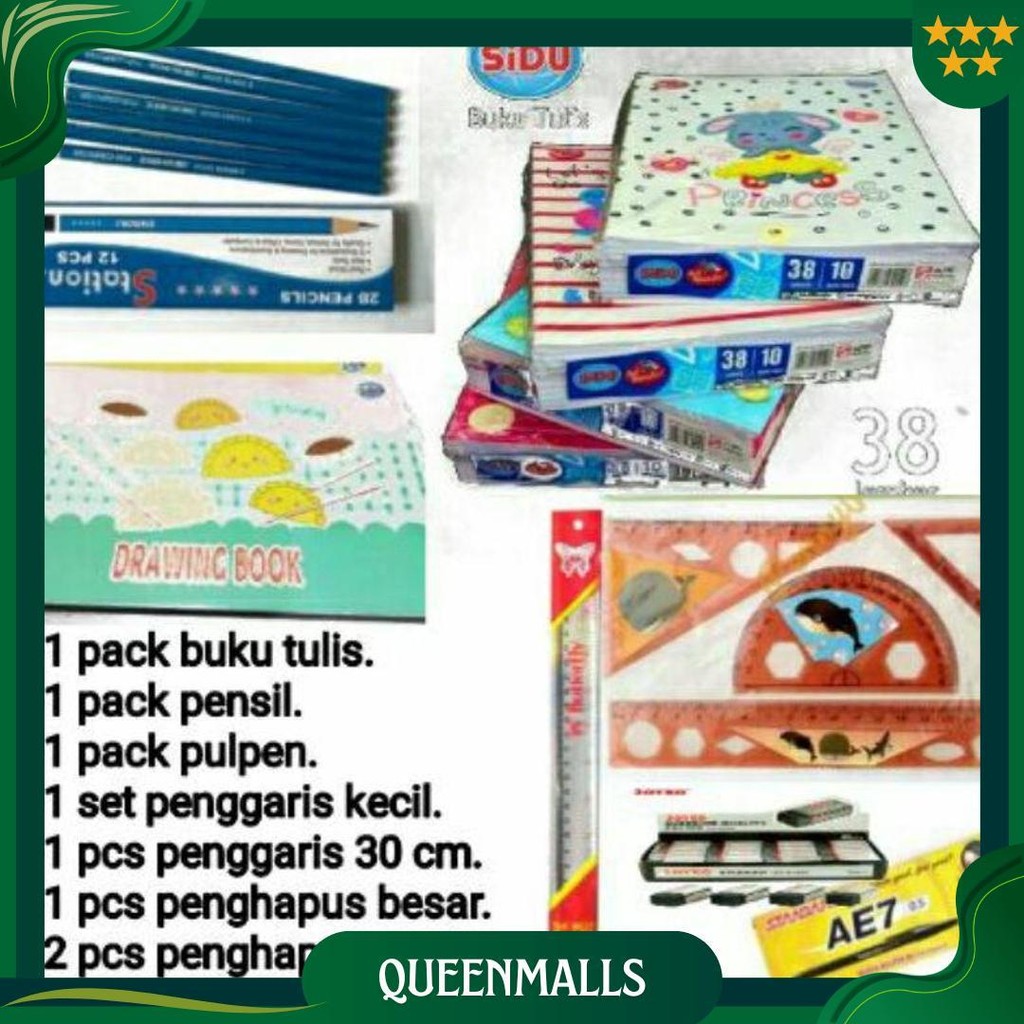 

8 In 1 Paket Perlengkapan Buku Sekolah / Alat Tulis Sekolah Murah Cod