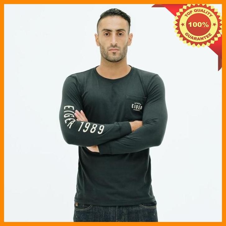 [bra] kaos lengan panjang pria original eiger comvee l/s 89 - black