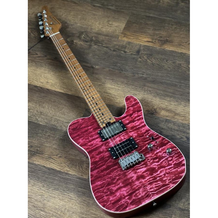 Soloking MT-1 Custom 24 Quilt in Seethru Magenta w/ Roasted Maple Neck