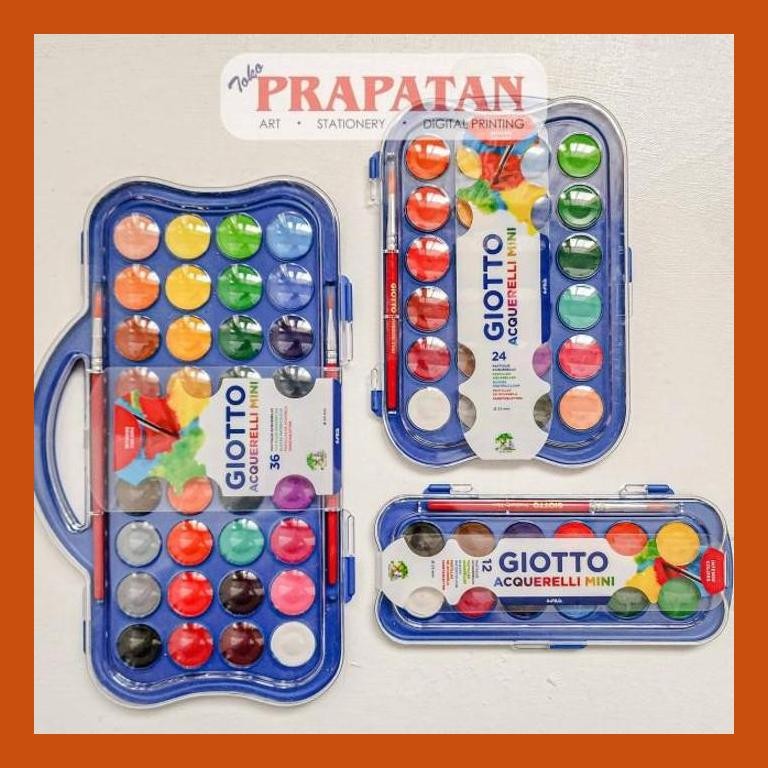 

[ PERALATAN LUKIS / GAMBAR ] GIOTTO ACQUERELLI WATERCOLOR SET BLOCK MINI | CAT AIR SET PACKING AMAN