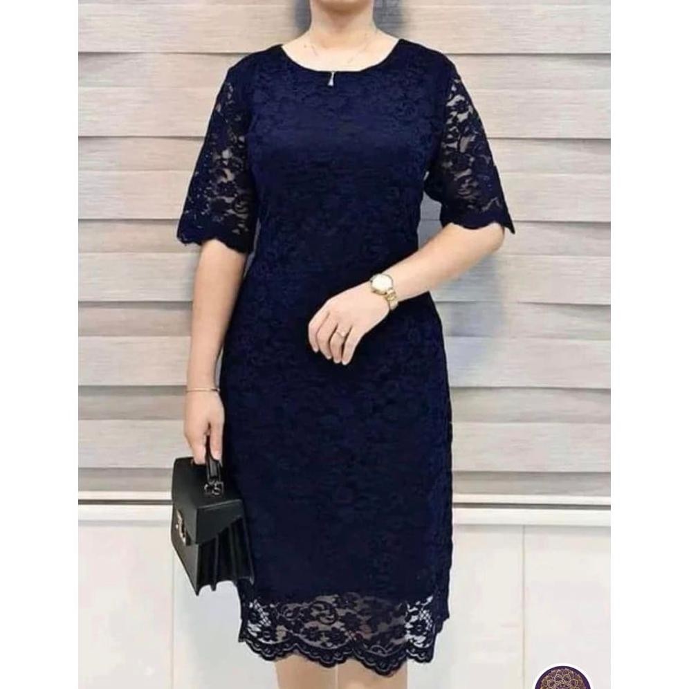 PLK Dress Brokat Full Furing Dress Brokat Slim Dress Natal Midi Dress Dress Pesta TERLARIS