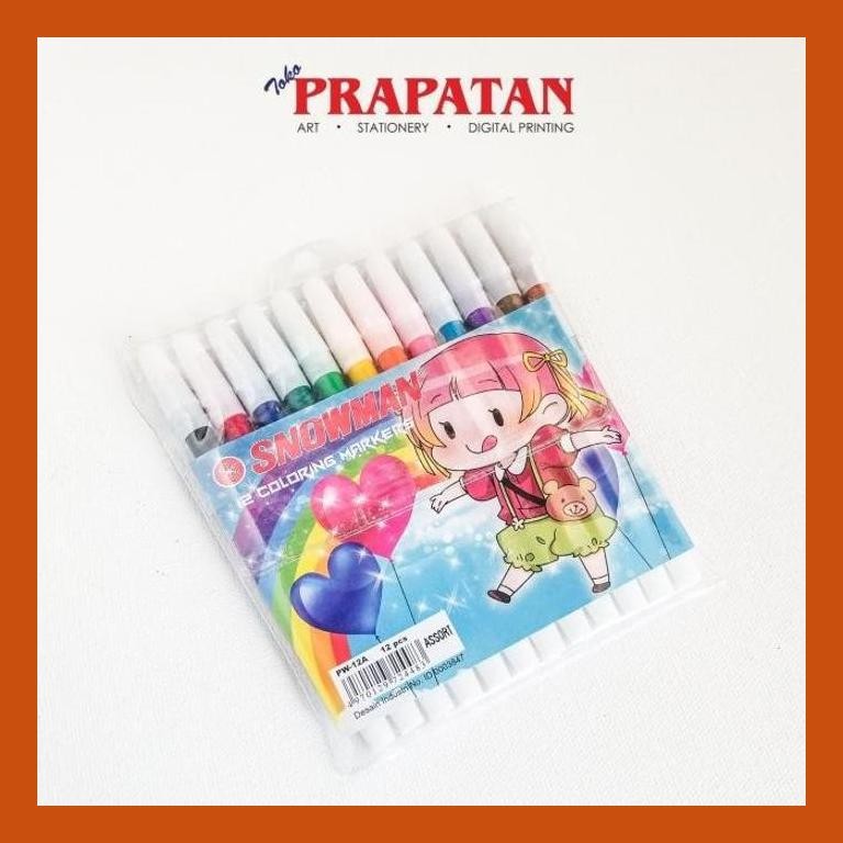

[ PERALATAN LUKIS / GAMBAR ] SPIDOL SNOWMAN / SNOWMAN MARKER SET 12 WARNA COD