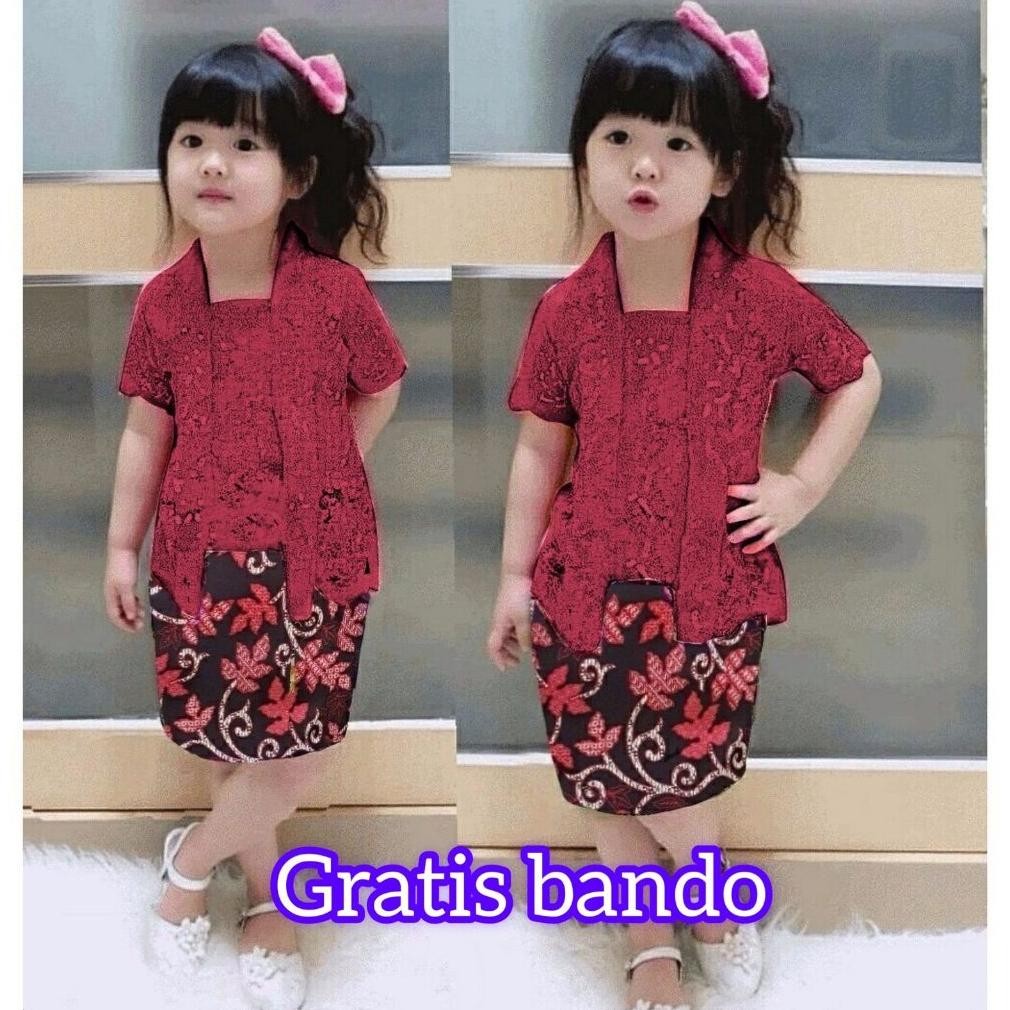 GHJ Kebaya Bayi New Born 0 Bulan - 5 Tahun Free Bando Stelan Kebaya Bayi dan Anak Span Pendek Furing