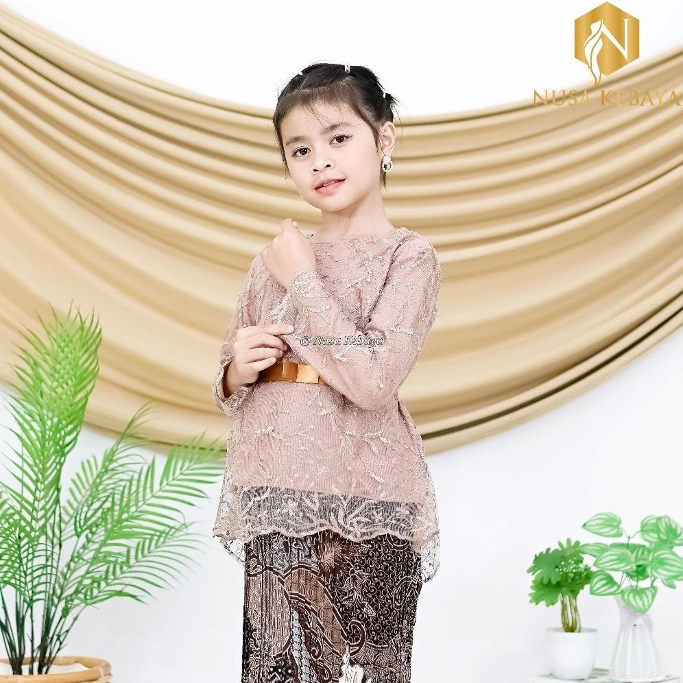 GHJ Atasan Kebaya Pita Anak Bahan Brukat Tile Bordir / Baju Kebaya Anak Perempuan Umur 3 4 5 6 7 8 9