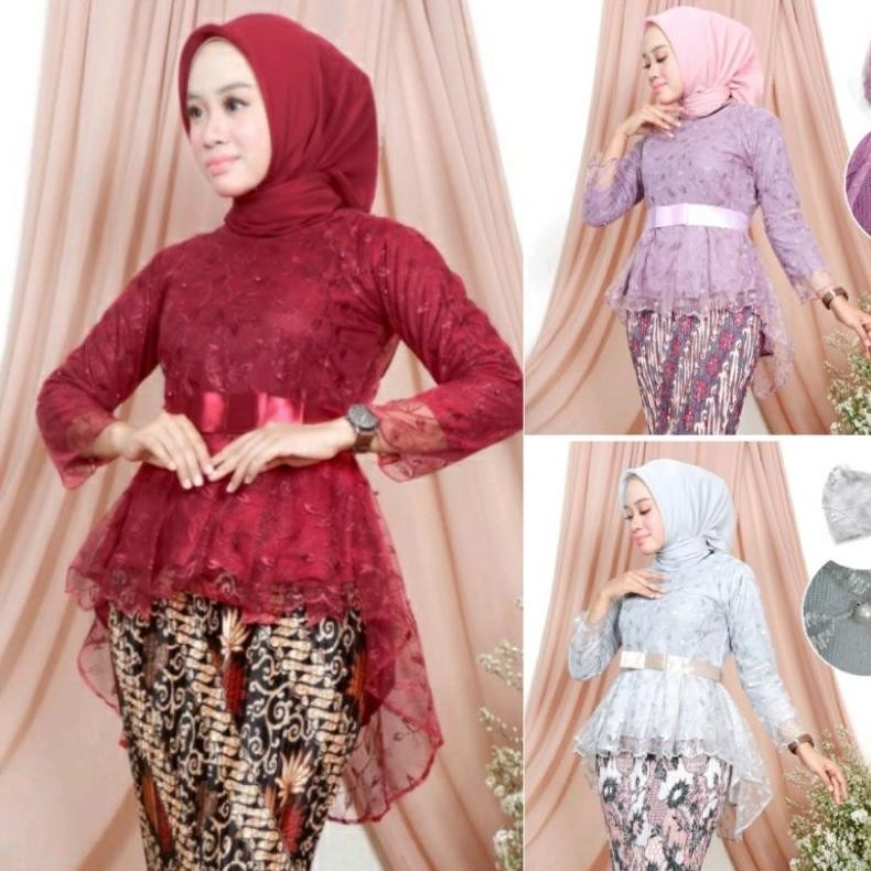 GHJ Aurora Tulle Bordir / Atasan Kebaya Brukat Tile / Kebaya Aurora Mewah / Kebaya Wisuda / Kebaya T