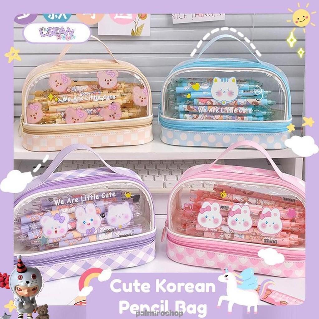 

Pencil Case Kapasitas Besar Pvc Korean Cute Pencil Bag 2 Tingkat Promo
