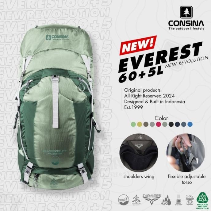 TERMURAH - consina everest 60 + 5 liter 60+5 L carrier tas gunung ransel original