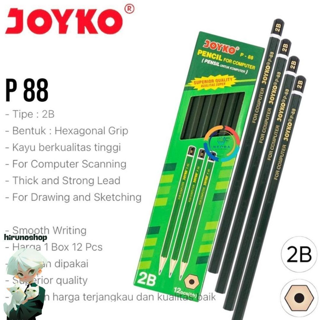 

Joyko Pensil Tulis 2B Hijau P88 For Computer | @12 Pencil Murah