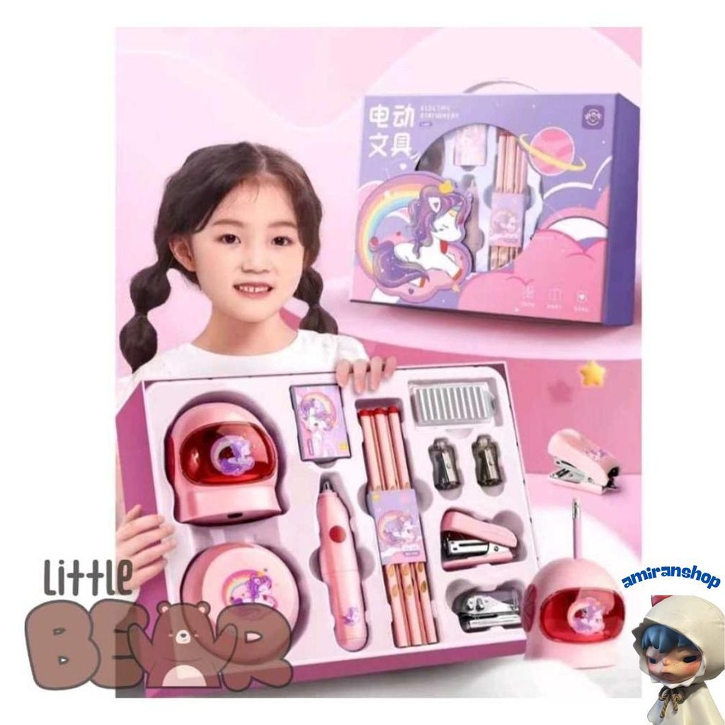 

Set Alat Tulis Elektrik Rautan Penghapus Vacuum Pensil 11 In 1 / Electric Stationery Set 7 In 1 Murah