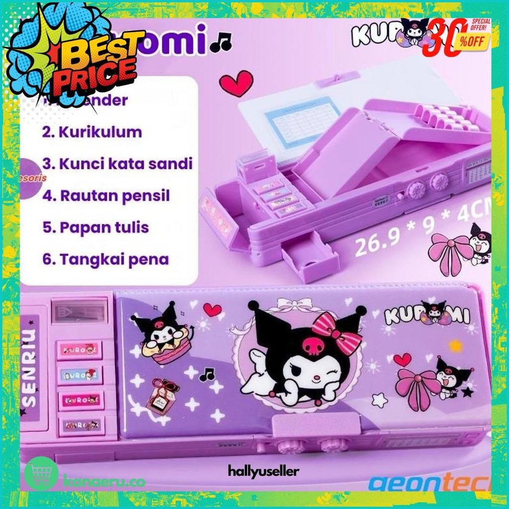 

Kotak Pensil/Bahan Tahan Air Kuromi Tempat Pensil Password /Multifungsi Lapis Ganda Berkapasitas Besar Lucu- Termasuk Rautan Pensil Kotak Alat Tulis Murah