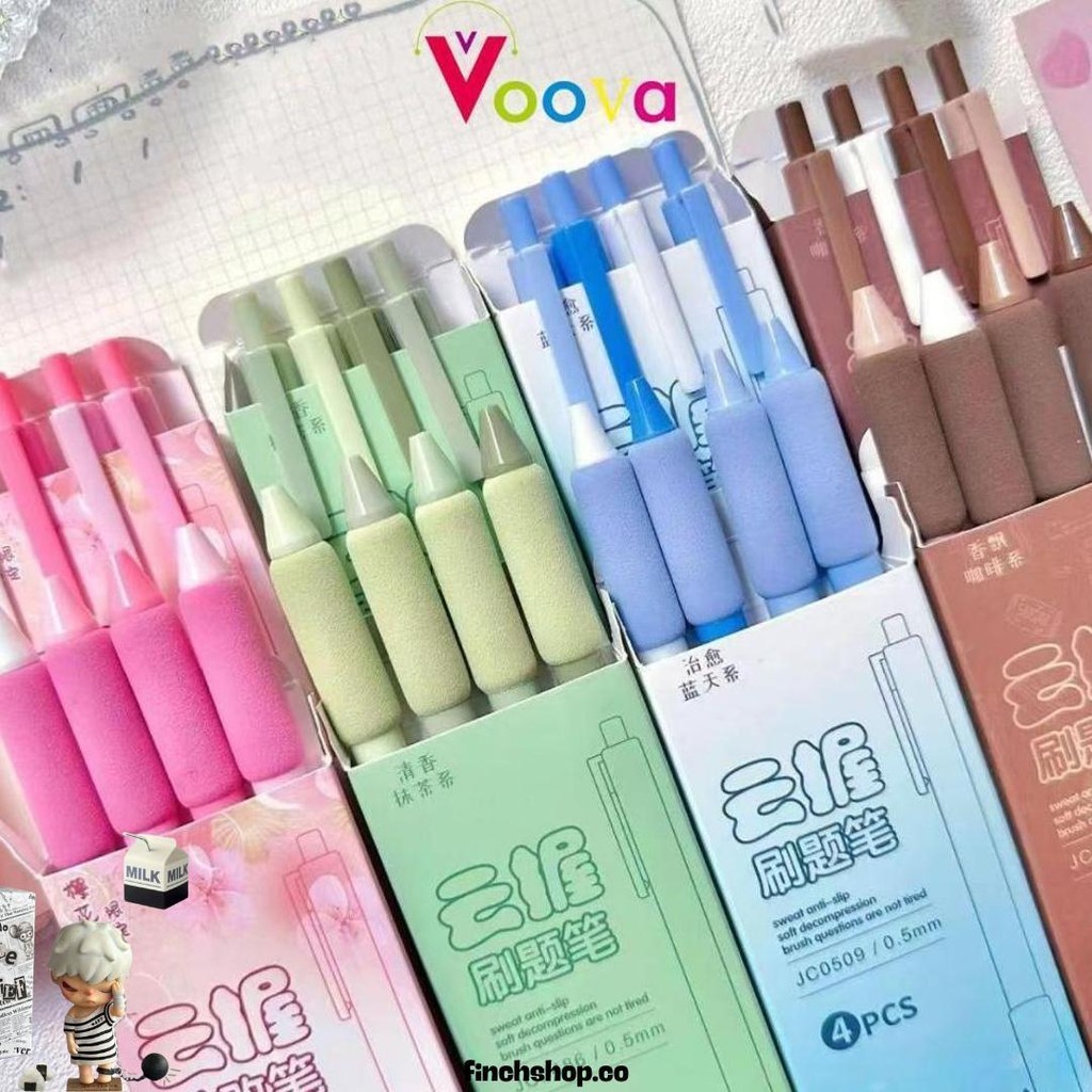 

Voova 1 Set Isi 4 Pcs Pulpen Gel Mekanik 0.5Mm Soft Hand Eurobag Pen Holder Matte Color Cod