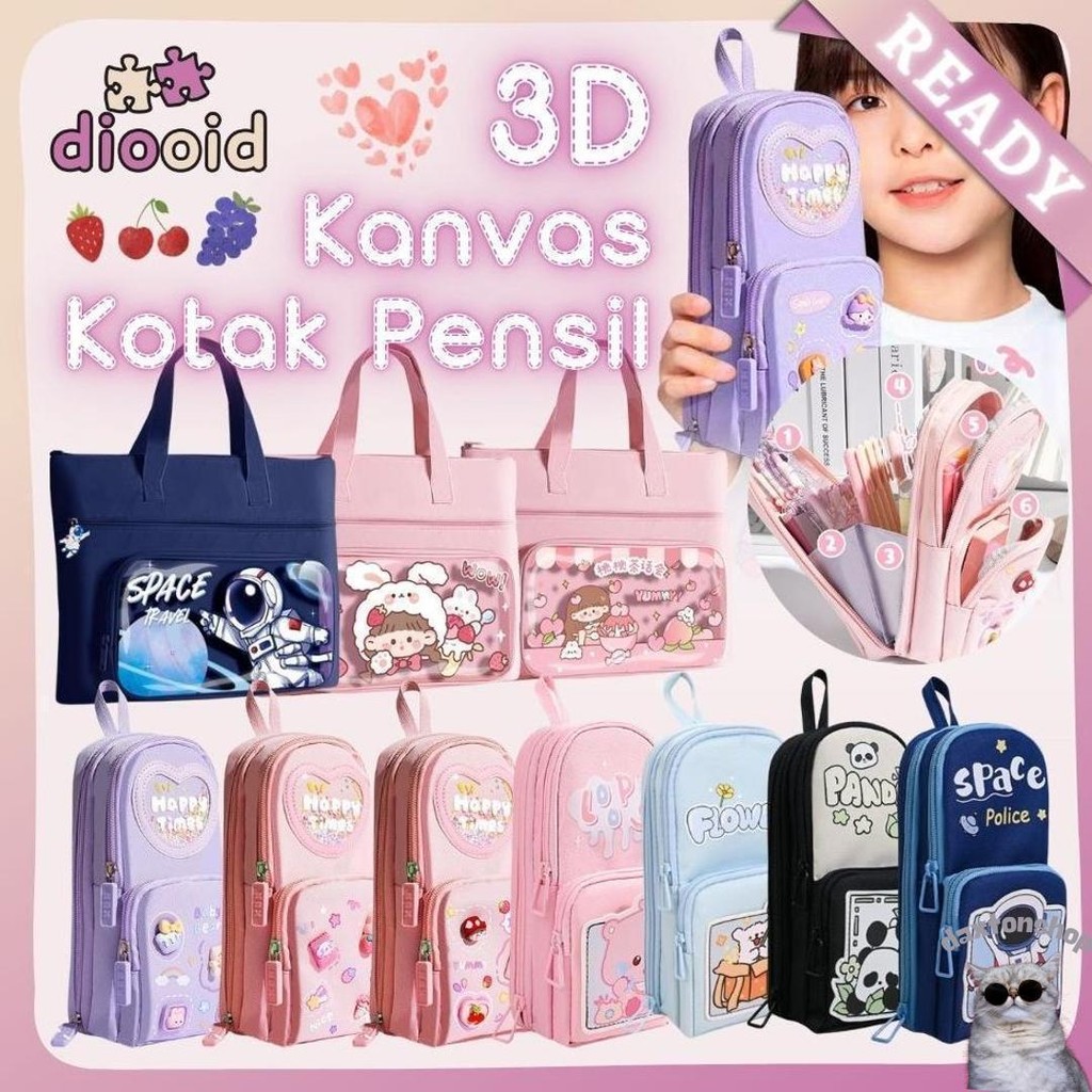 

[Ready]Pencil Case Hiasan Glitter Karakter 3D Model Tas Lucu Korea Kapasitas Besar Diskon