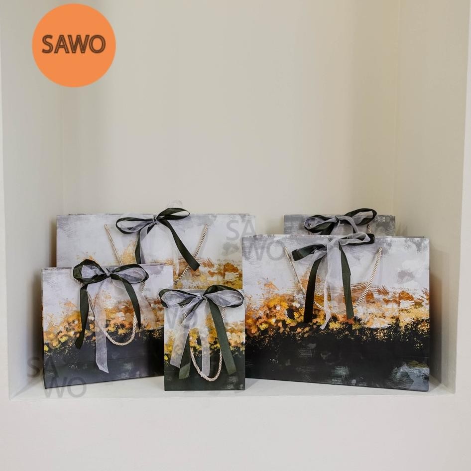 

Gold Bla R Bag With Double Ribbon Termau Dua Pita Ado Antong Hitam Ema Hadiah