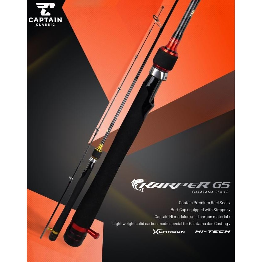 Joran Pancing Captain Karper Gs 165Cm / 180Cm ( 6-14Lbs - 10-20Lbs ) Carbon Solid - Engkus Fishing
