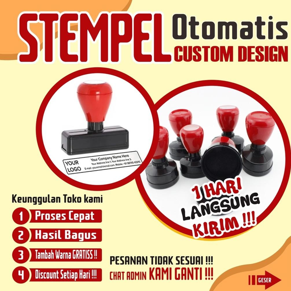 

Eq-77 Stempel, Stempel Otomatis Desain Custom, Free Tambah Warna
