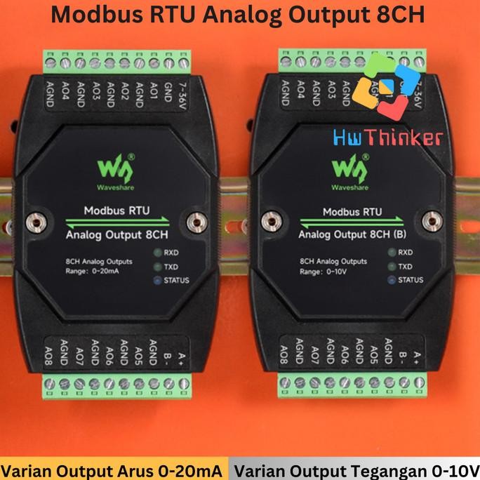 TERMURAH - Waveshare Modbus RTU RS485 Analog Output 8CH (B) 8AO Isolated Voltage 0-10 or Current 0-2