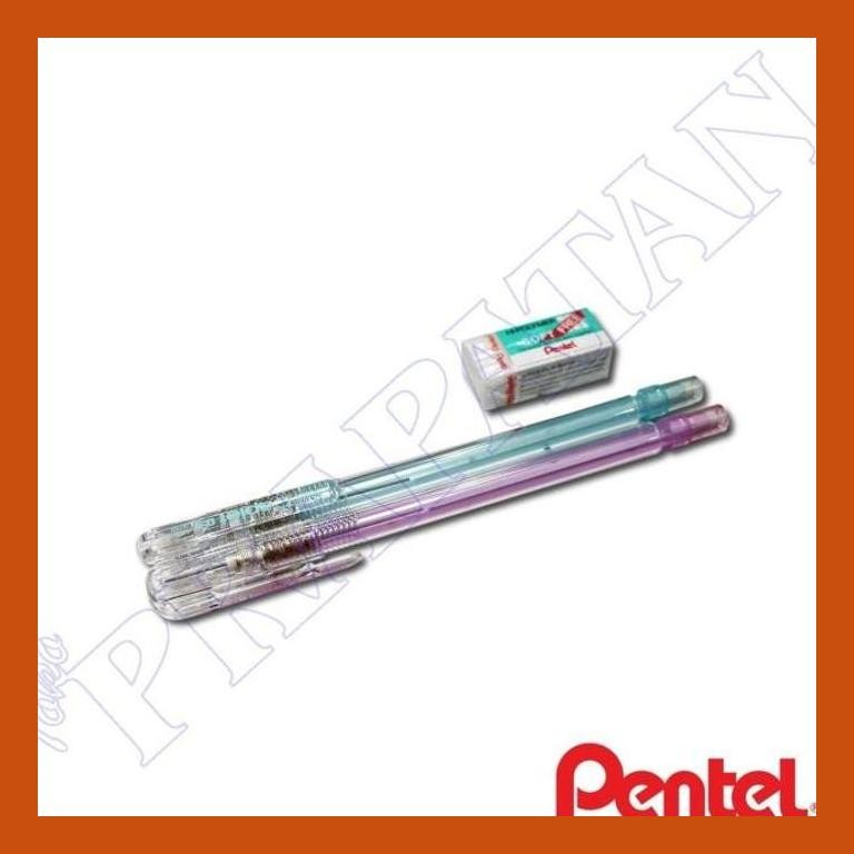 

[ PERALATAN LUKIS / GAMBAR ] PENSIL MEKANIK PENTEL CAPLET 0.5 ISI 2 + FREE ERASER PACKING AMAN