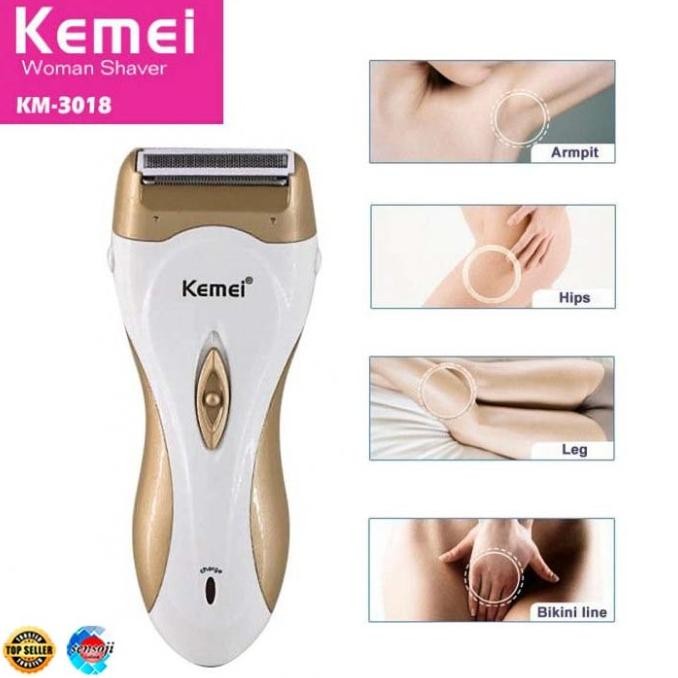 BEBAS ONGKIR - LADY SHAVER KEMEI KM3018 / Alat Cukur Wanita Kemei KM3018