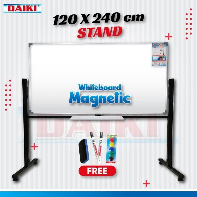 

TERMURAH - Papan tulis / Whiteboard DAIKI Single face stand Uk 120x240 Cm