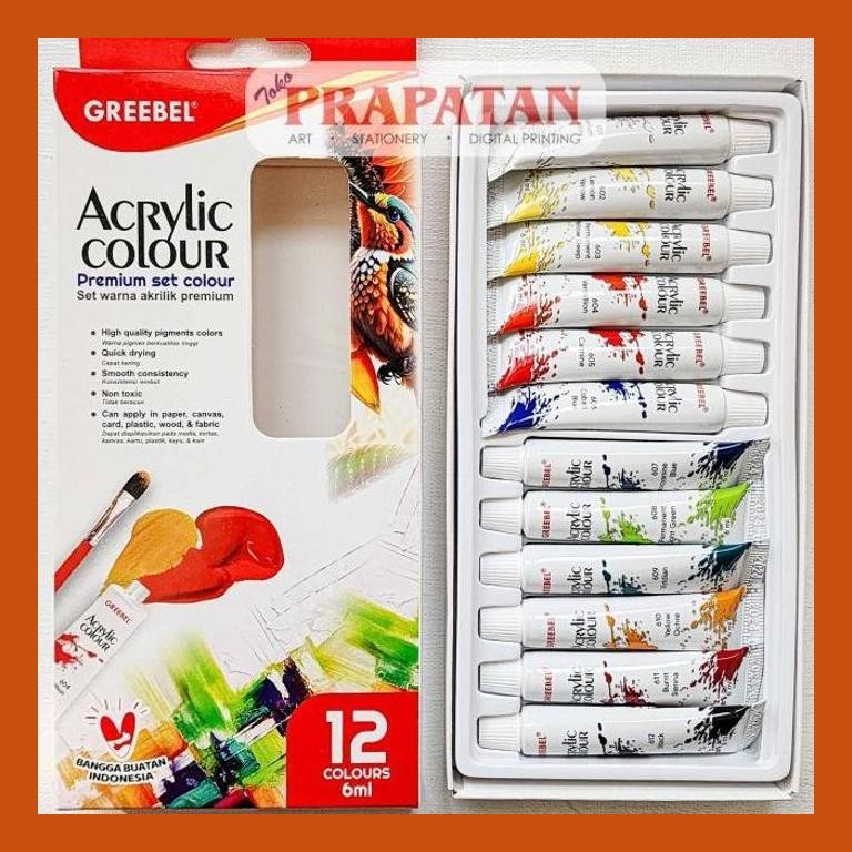 

[ PERALATAN LUKIS / GAMBAR ] CAT AKRILIK SET GREEBEL 12X6ML | GREEBEL ACRYLIC SET COD