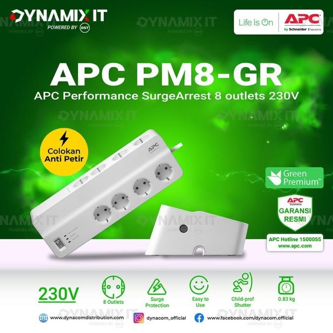 BEBAS ONGKIR - APC PM8-GR Surge Protector Filter Listrik & Anti Petir
