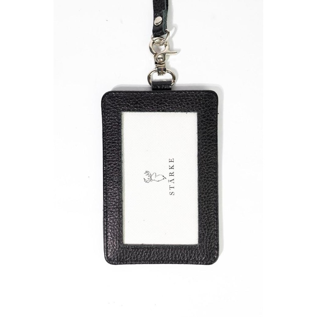 

TERLARIS - ID Card Holder Kulit Asli Leather Name Tag Hustle Hog Hitam Tekstur