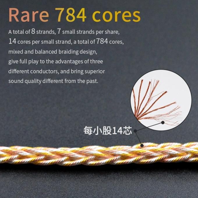 NEW KZ GOLD SILVER AND COPPER MIXED PLATED 784 Core UPGRADE CABLE