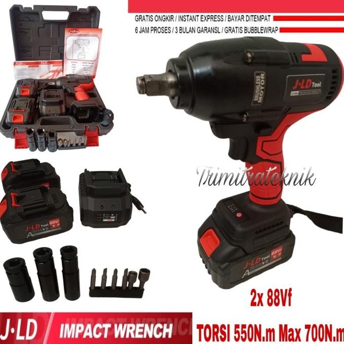 Cordless Impact Wrench J48V-88V Brushless Motor Torsi Besar JLD 550Nm