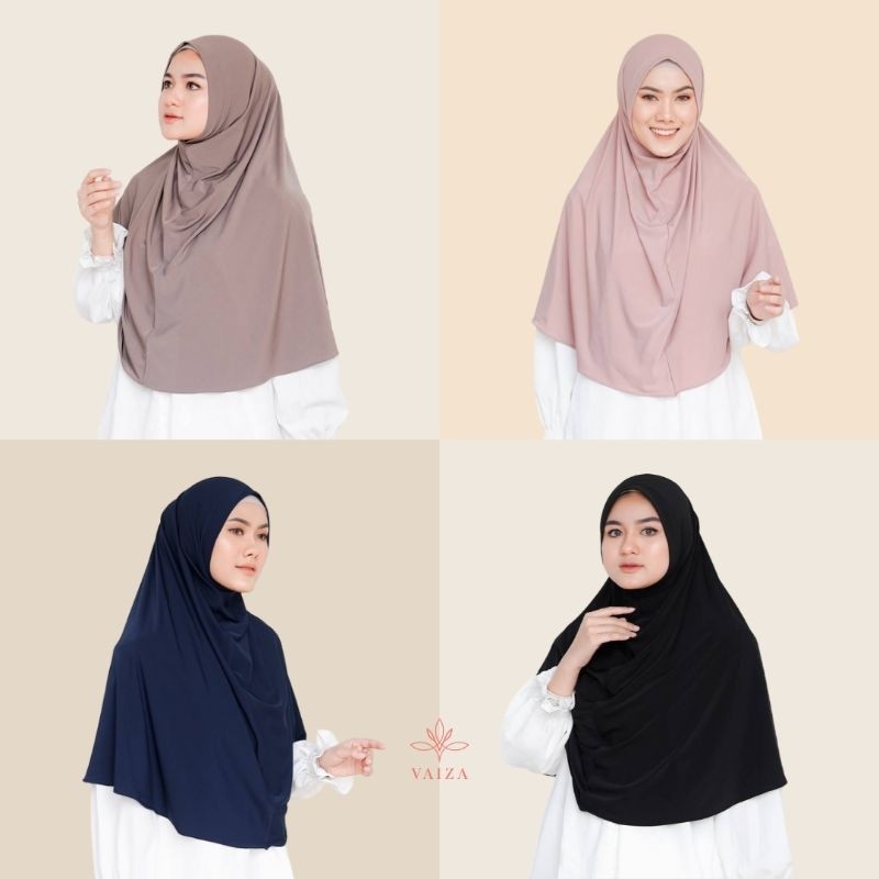 VAIZA - [ Khimar Anee ] Hijab Sport Large Syari / Jilbab Instan Bergo Jersey Tanpa Pet Jumbo