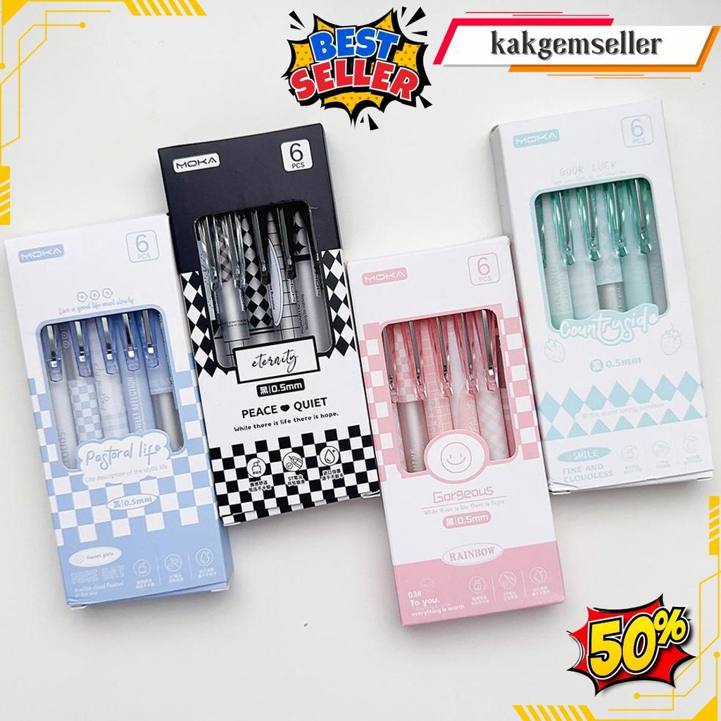 

Surabaya Winzige 6Pcs Pulpen Gel Lucu 0.5Mm Pulpen Aesthetic 1 Pack Retractable Gel Pens Alat Tulis Pen Mekanik Tinta Hitam Stationery Korea Pink School Stuff Gratis Ongkir