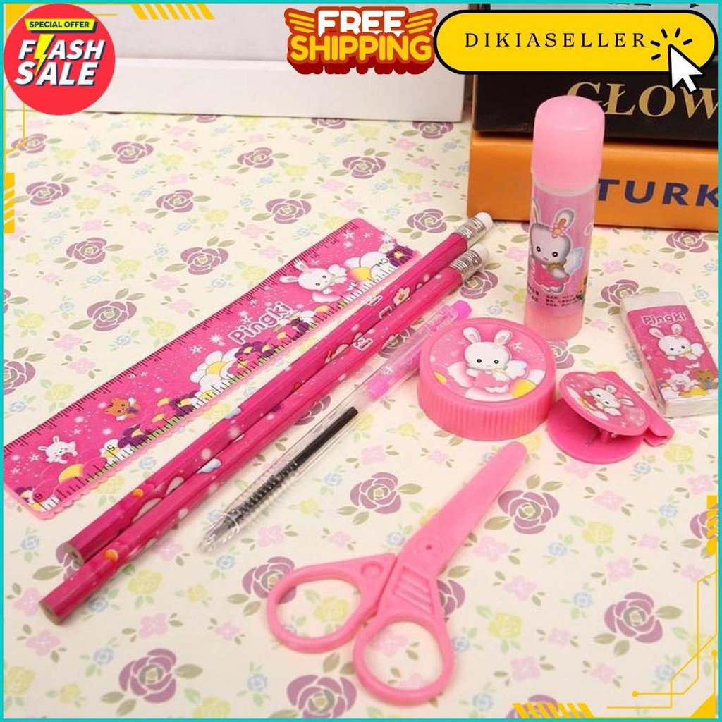 

Paket Alat Tulis Pensil Penghapus Penggaris Gunting Bolpoin Ballpoint Serutan Rautan Lem Paper Clip Stationery Set Lucu Imut Pink Blue Gratis Ongkir