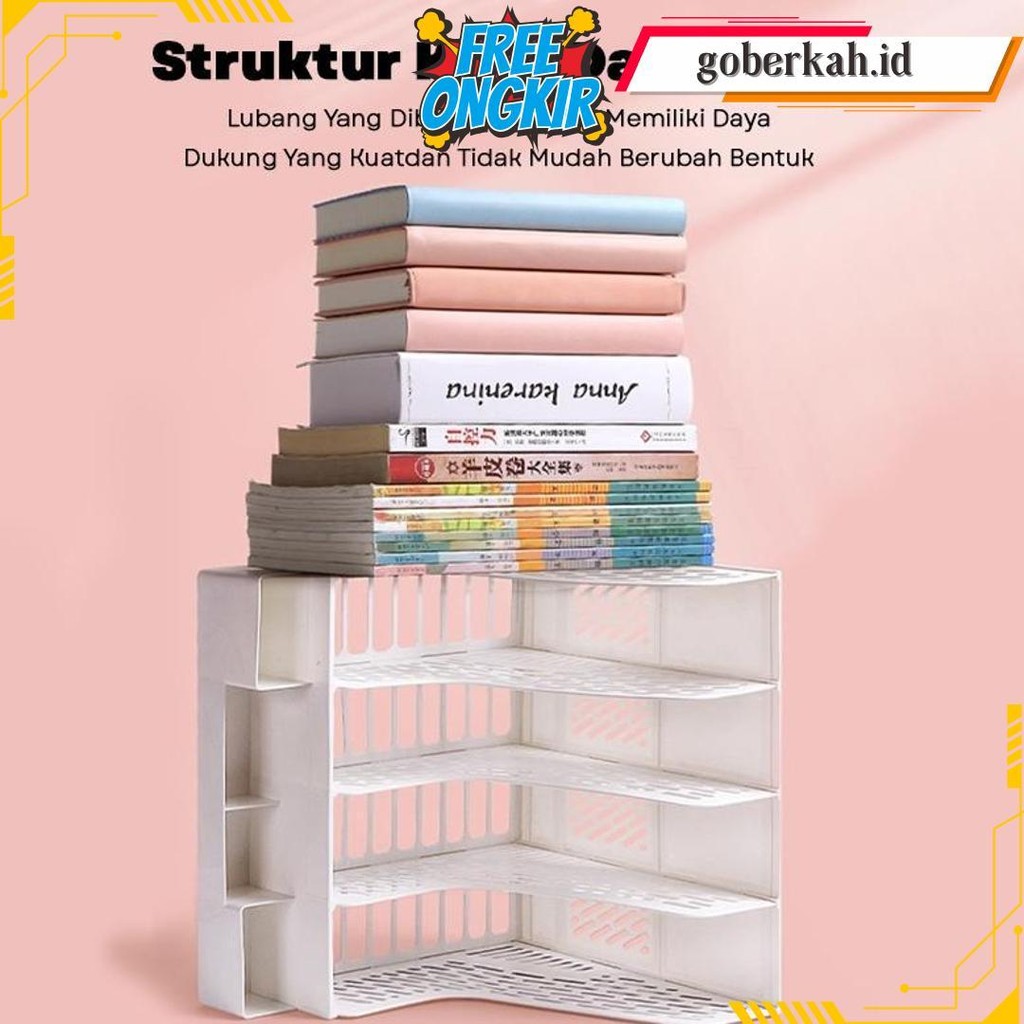 

[Ready] Aimilo Rak Buku Minimalis Aesthetic Tempat Buku Desktop Organizer File Serbaguna Box File Rak Buku Sekat Bisa Cod