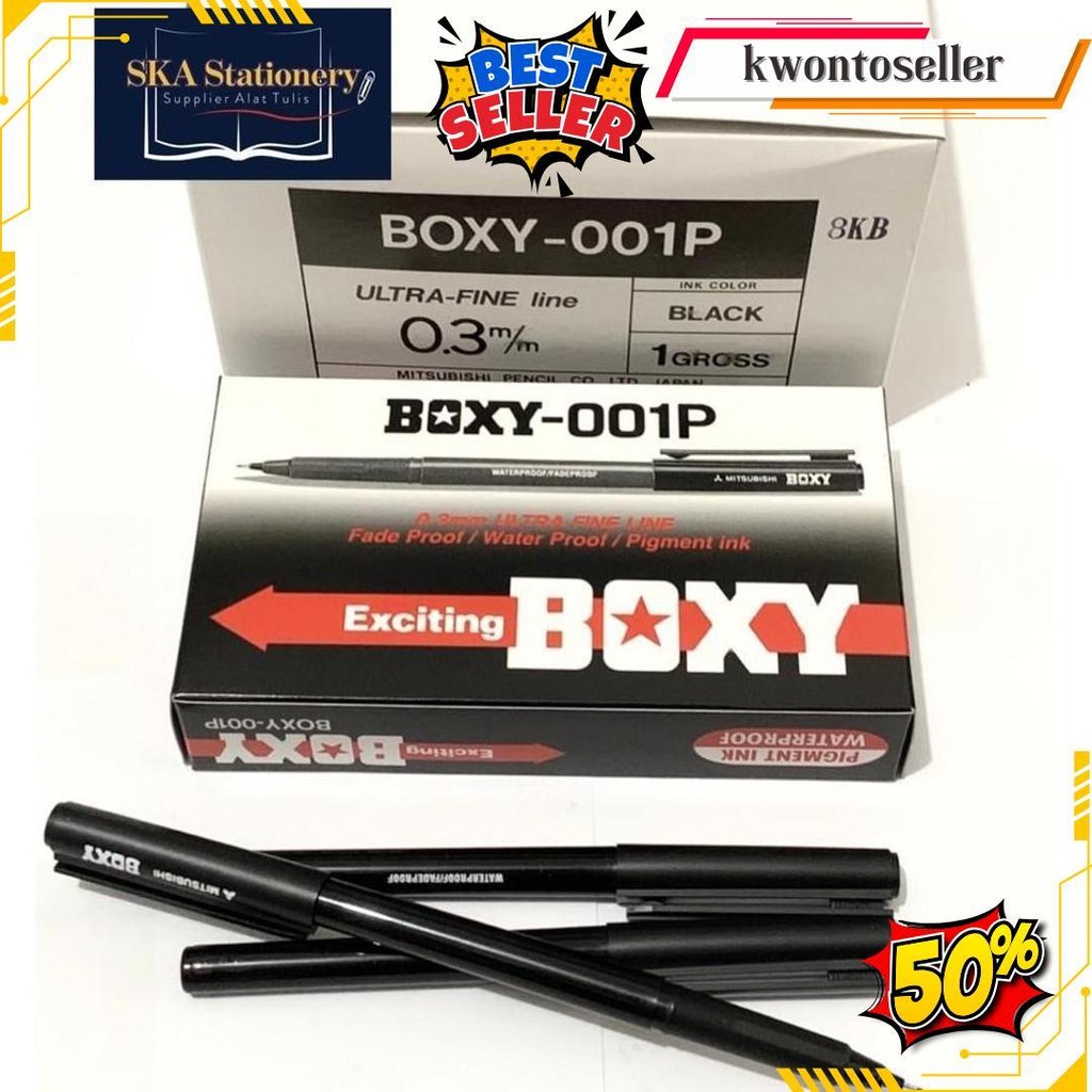 

Bolpen/Ballpoint/Pulpen/Ballpen Boxy 001 Hitam (Pcs) Terlaris