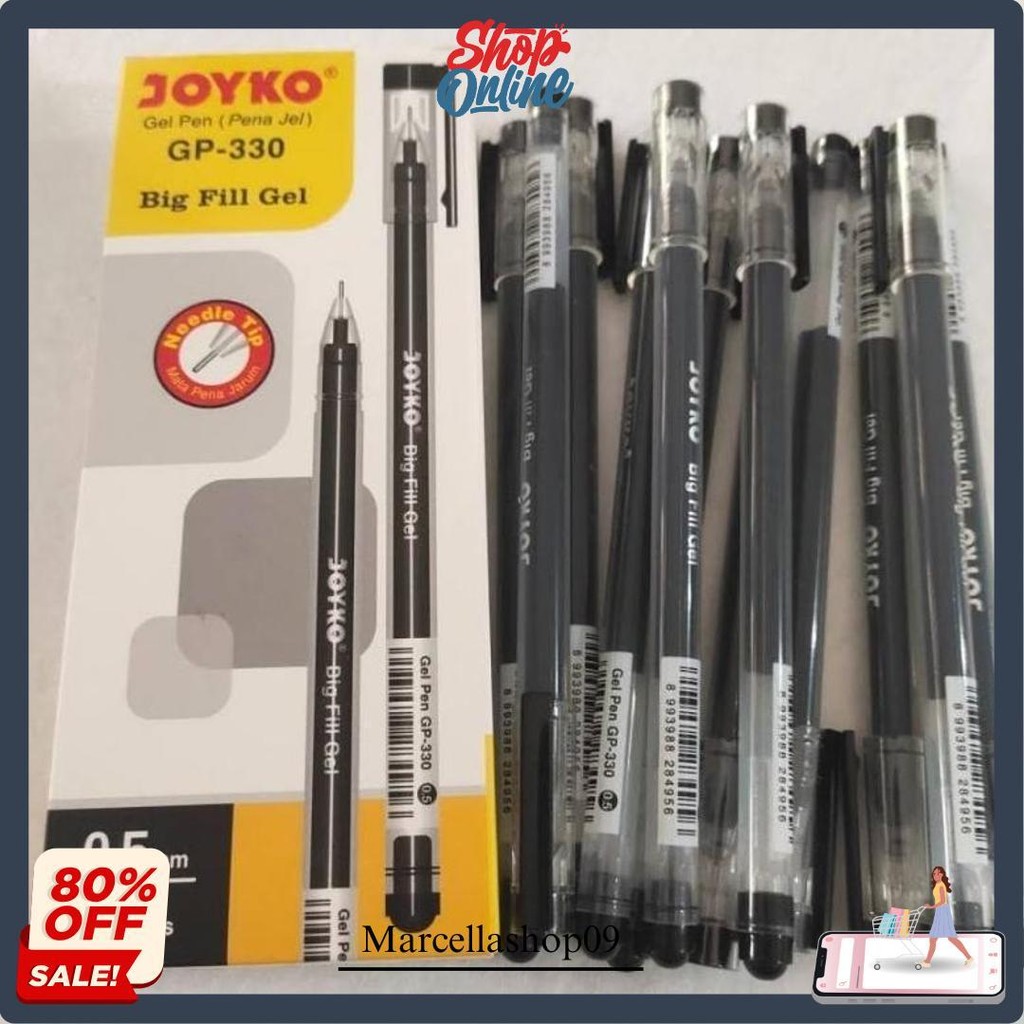 

[Box Isi 12] Pulpen Joyko Gp-330 Hitam 0.5 Mm Big Fill Gel / Ballpoint Gel / Gel Pen Bolpen / Pulpen Cair Cod