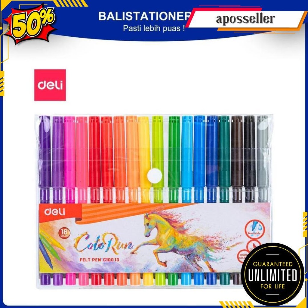 

Deli Ec10013 School Felt Pen / Spidol Warna - Felt Pen Washable 1.0Mm Terlaris