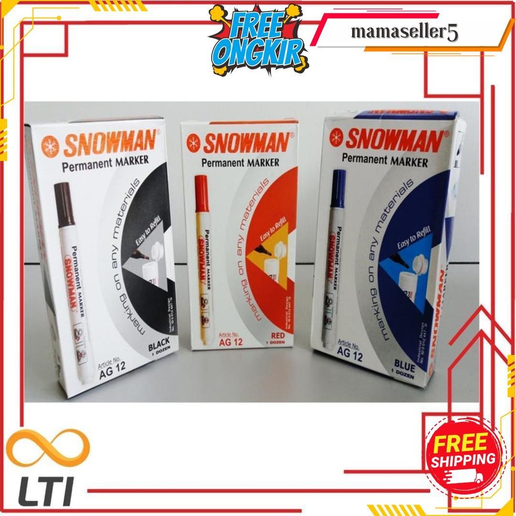 

Spidol Snowman Permanent Marker Ag - 12 Spidol Permanen Per Lusin Bisa Campur Warna - Hemat Termurah Banget