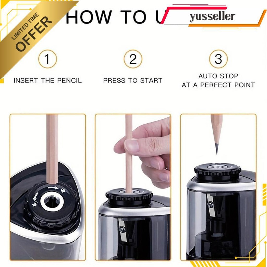 

[Cod] Rautan Pensil Elektrik Pencil Sharpener Dilengkapi 2 Mata Pisau Model Baterai Rautan Pensil Portabel Alat Tulis Siswa Kreatif Yang Hemat Tenaga Kerja Cod