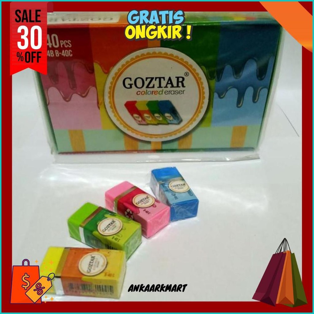

Satu Pack ( 40 Pcs ) Penghapus Goztar / Parko Penghapus Opini Kecil Warna Termurah Banget