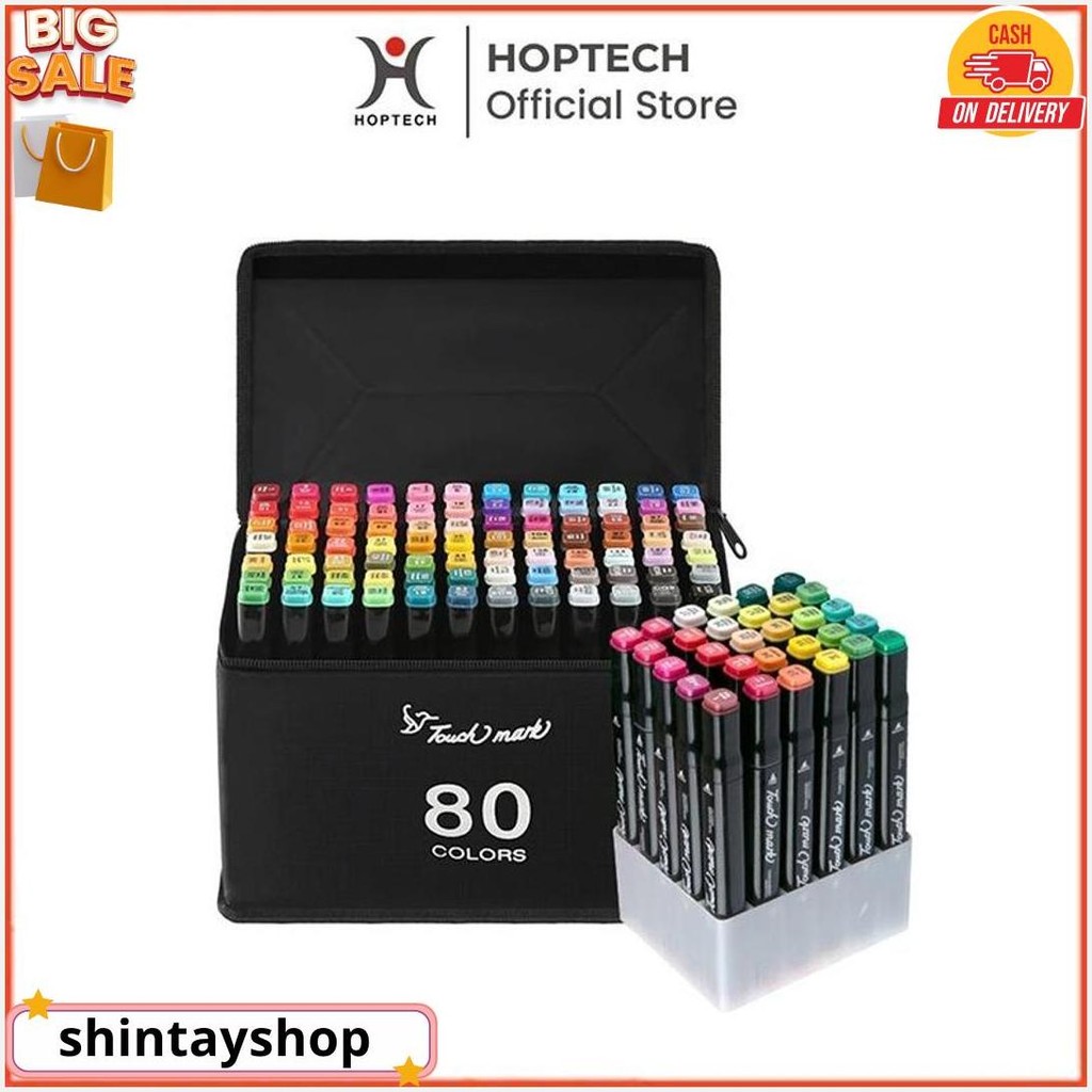 

Hoptech - Spidol Warna-Warni Sketch Marker 2 Tip Touch 48/60/80 Warna 1 Set Untuk Gambar & Sketch Termurah Banget